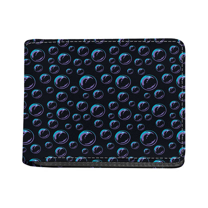 Blue And Purple Bubble Pattern Print Bifold Wallet