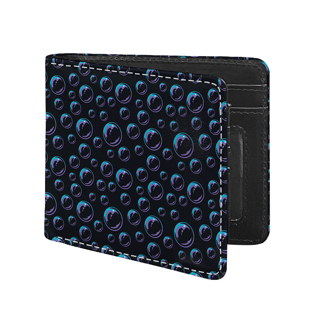 Blue And Purple Bubble Pattern Print Bifold Wallet