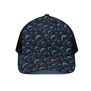 Blue And Purple Bubble Pattern Print Black Mesh Trucker Cap