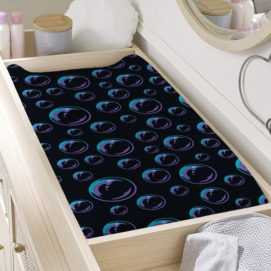 Blue And Purple Bubble Pattern Print Changing Pad Cover