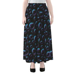 Blue And Purple Bubble Pattern Print Chiffon Maxi Skirt