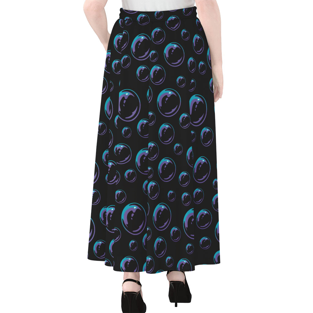 Blue And Purple Bubble Pattern Print Chiffon Maxi Skirt