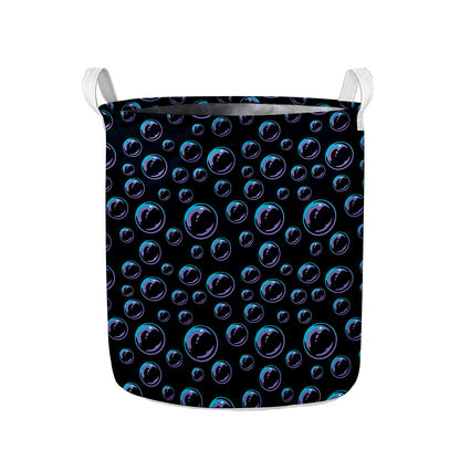 Blue And Purple Bubble Pattern Print Collapsible Laundry Basket