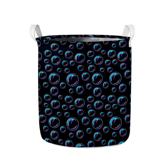 Blue And Purple Bubble Pattern Print Collapsible Laundry Basket