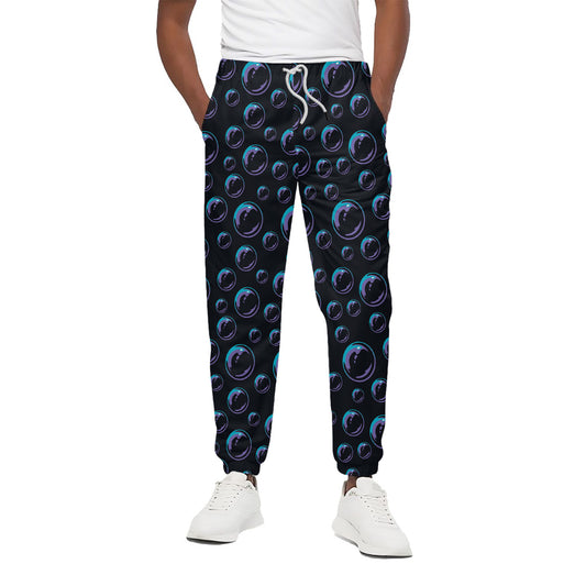 Blue And Purple Bubble Pattern Print Cotton Pants