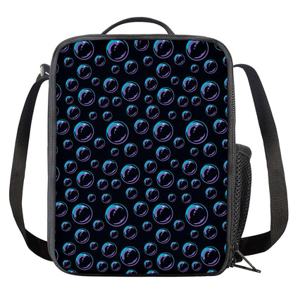 Blue And Purple Bubble Pattern Print Crossbody Lunch Bag