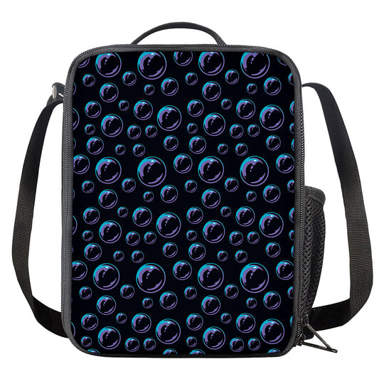Blue And Purple Bubble Pattern Print Crossbody Lunch Bag