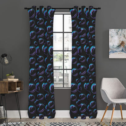 Blue And Purple Bubble Pattern Print Curtain