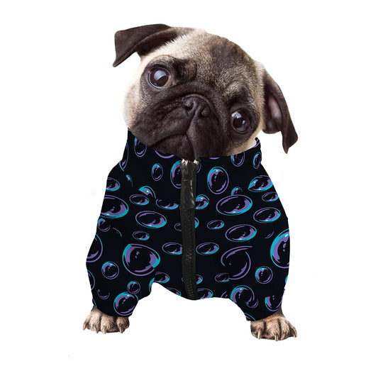 Blue And Purple Bubble Pattern Print Dog Zip Up Jacket
