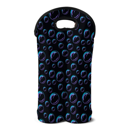 Blue And Purple Bubble Pattern Print Double Neoprene Wine Tote