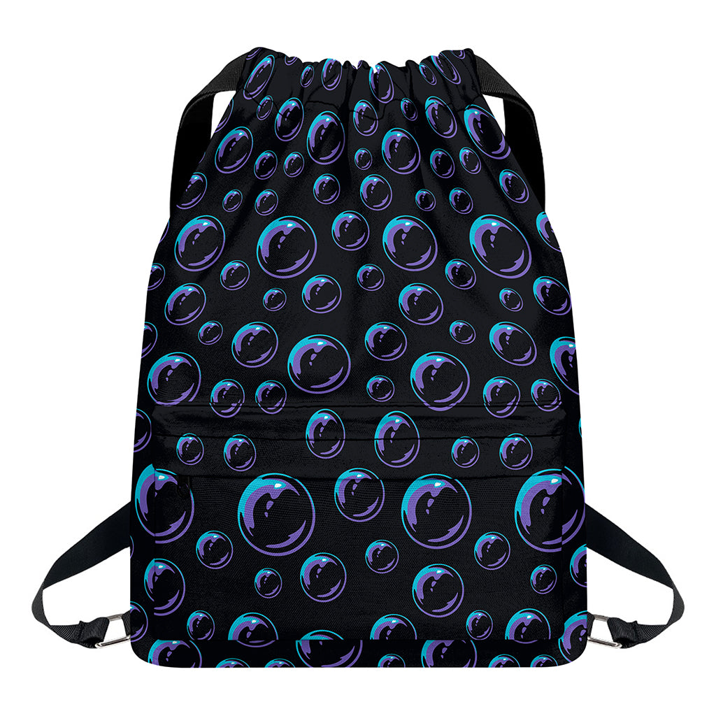 Blue And Purple Bubble Pattern Print Drawstring Backpack