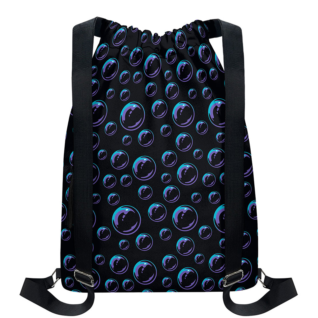 Blue And Purple Bubble Pattern Print Drawstring Backpack