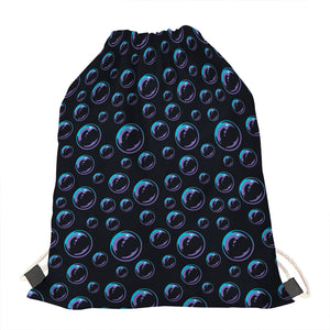 Blue And Purple Bubble Pattern Print Drawstring Bag