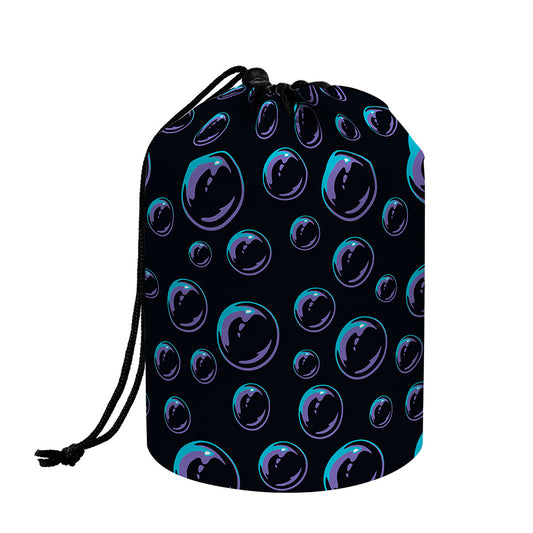 Blue And Purple Bubble Pattern Print Drawstring Makeup Bag