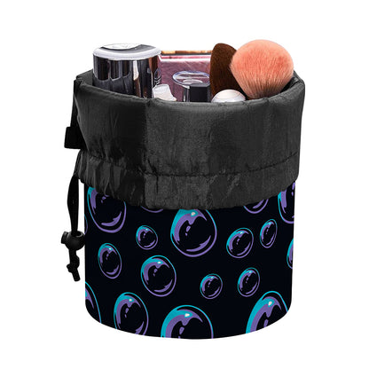 Blue And Purple Bubble Pattern Print Drawstring Makeup Bag
