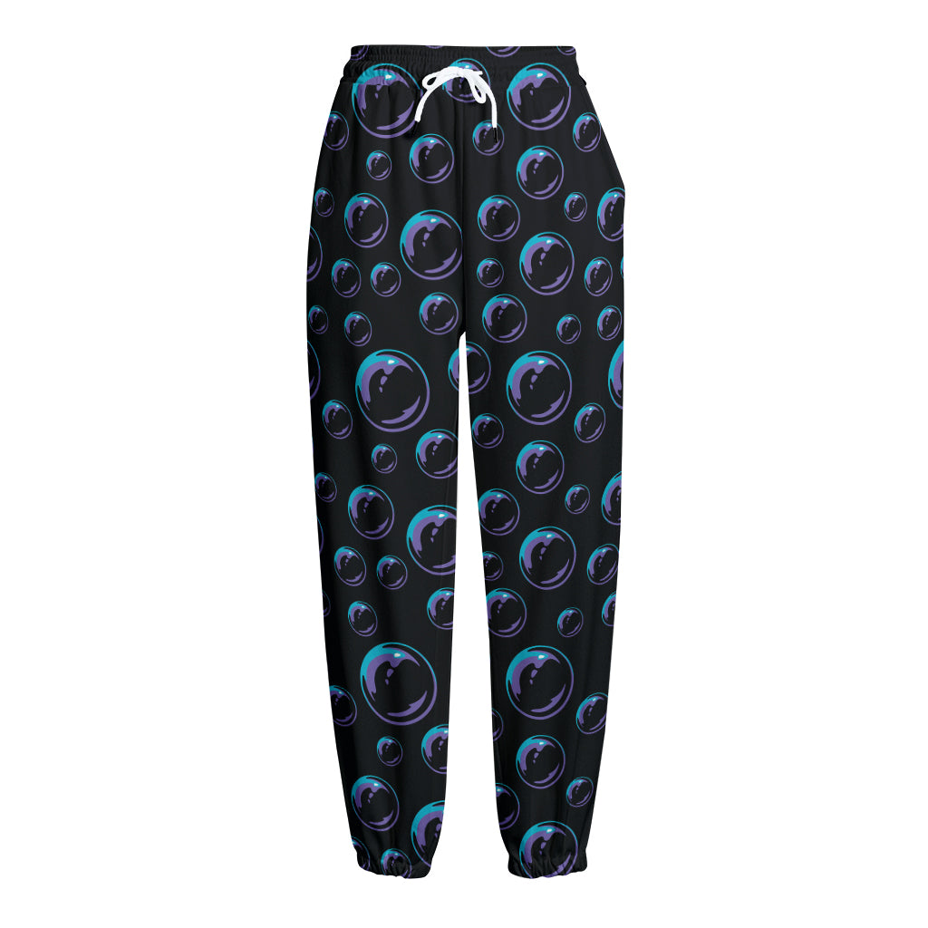 Blue And Purple Bubble Pattern Print Fleece Lined Knit Pants