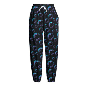 Blue And Purple Bubble Pattern Print Fleece Lined Knit Pants