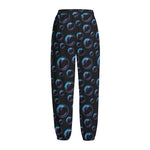 Blue And Purple Bubble Pattern Print Fleece Lined Knit Pants