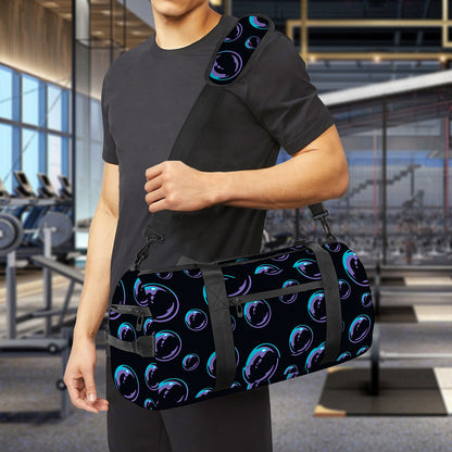 Blue And Purple Bubble Pattern Print Gym Bag