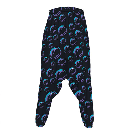 Blue And Purple Bubble Pattern Print Hammer Pants