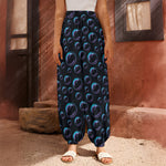 Blue And Purple Bubble Pattern Print Harem Pants