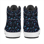 Blue And Purple Bubble Pattern Print High Top Leather Sneakers