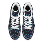 Blue And Purple Bubble Pattern Print High Top Leather Sneakers