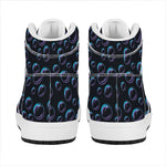 Blue And Purple Bubble Pattern Print High Top Leather Sneakers