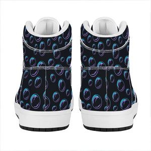 Blue And Purple Bubble Pattern Print High Top Leather Sneakers