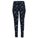 Blue And Purple Bubble Pattern Print High-Waisted Pocket Leggings