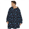 Blue And Purple Bubble Pattern Print Hoodie Blanket