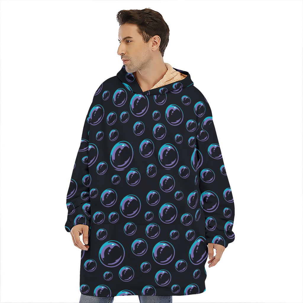 Blue And Purple Bubble Pattern Print Hoodie Blanket