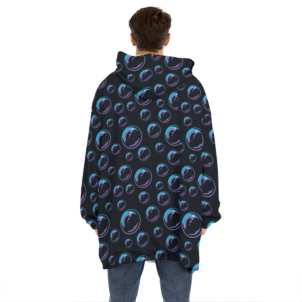 Blue And Purple Bubble Pattern Print Hoodie Blanket