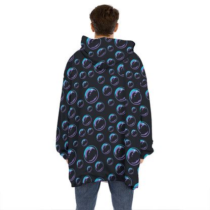 Blue And Purple Bubble Pattern Print Hoodie Blanket