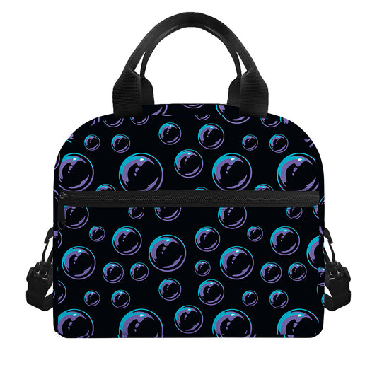 Blue And Purple Bubble Pattern Print Insulated Lunch Bag