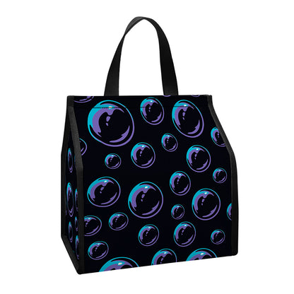 Blue And Purple Bubble Pattern Print Insulated Lunch Tote