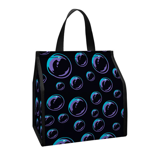 Blue And Purple Bubble Pattern Print Insulated Lunch Tote
