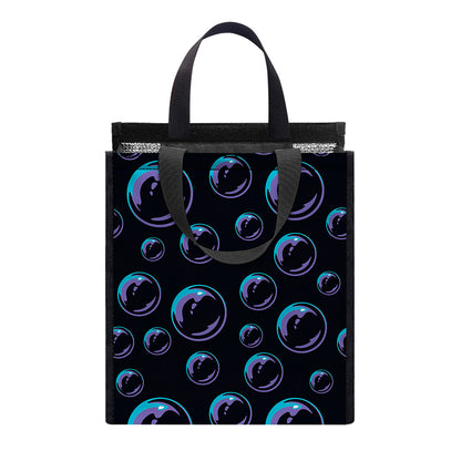 Blue And Purple Bubble Pattern Print Insulated Lunch Tote