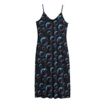 Blue And Purple Bubble Pattern Print Jersey Midi Cami Dress