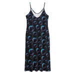 Blue And Purple Bubble Pattern Print Jersey Midi Cami Dress