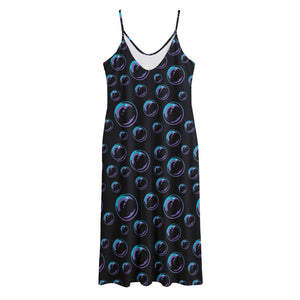 Blue And Purple Bubble Pattern Print Jersey Midi Cami Dress