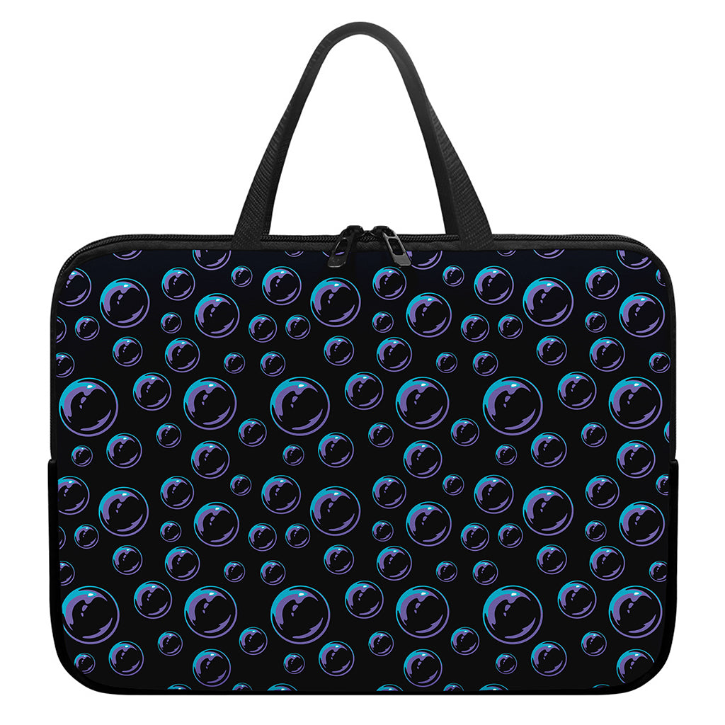 Blue And Purple Bubble Pattern Print Laptop Sleeve With Handle