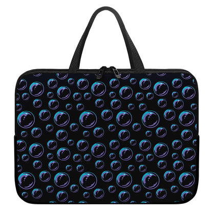 Blue And Purple Bubble Pattern Print Laptop Sleeve With Handle