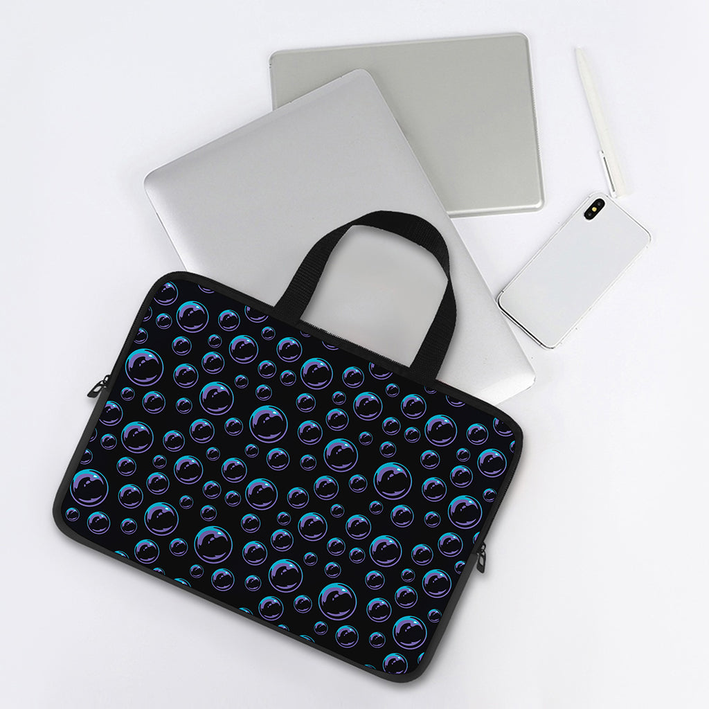 Blue And Purple Bubble Pattern Print Laptop Sleeve With Handle