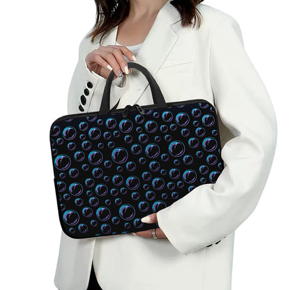 Blue And Purple Bubble Pattern Print Laptop Sleeve With Handle