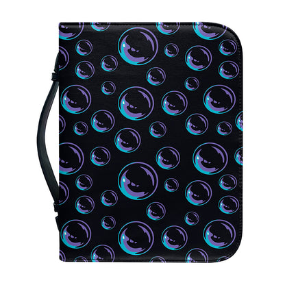 Blue And Purple Bubble Pattern Print Leather Bible Cover
