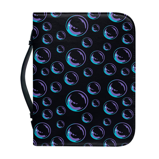 Blue And Purple Bubble Pattern Print Leather Bible Cover