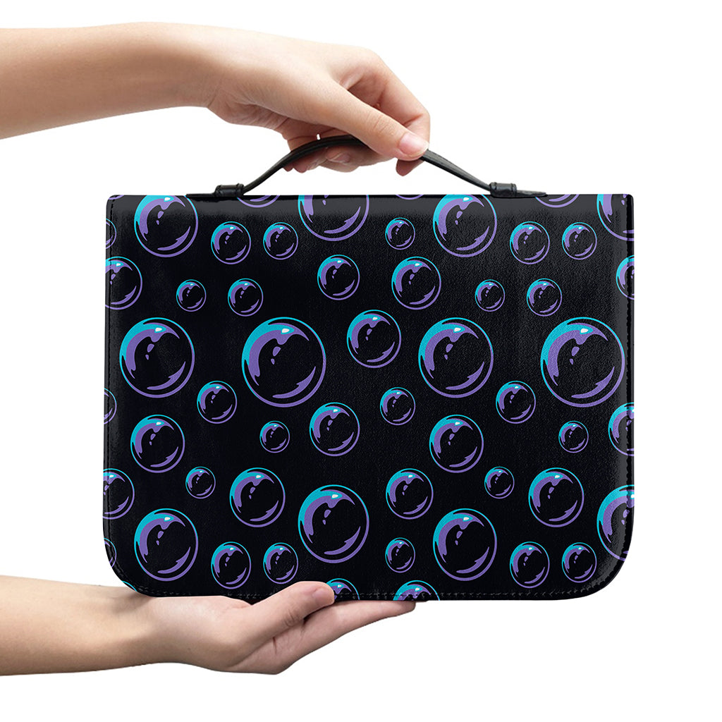 Blue And Purple Bubble Pattern Print Leather Bible Cover