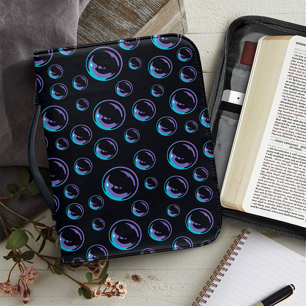 Blue And Purple Bubble Pattern Print Leather Bible Cover