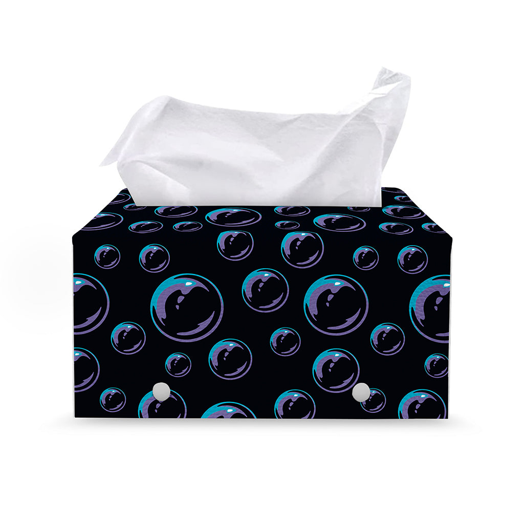 Blue And Purple Bubble Pattern Print Leather Tissue Box Cover